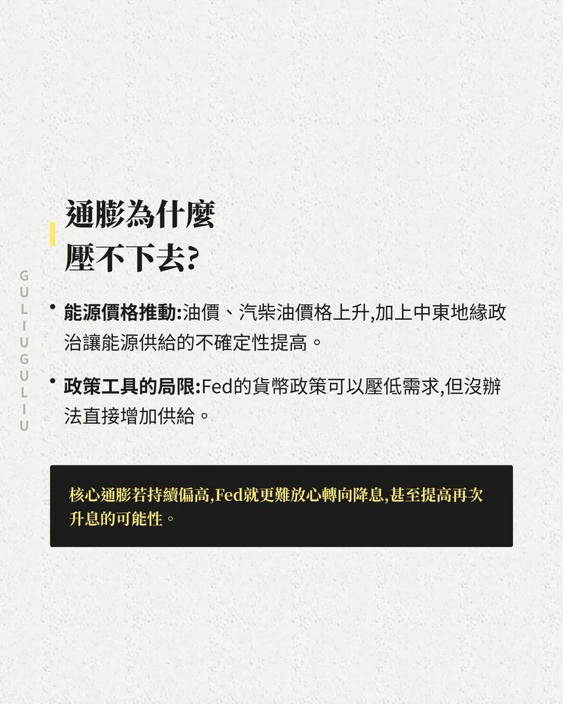 通膨為什麼壓不下去：能源價格推動與貨幣政策無法直接增加供給的局限。